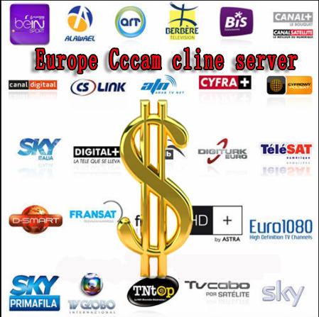 Cccam Europe Cline Server for 6months validity Spain Sky UK Germany France Portugal Italy with 3rca av line free shipping by DHL