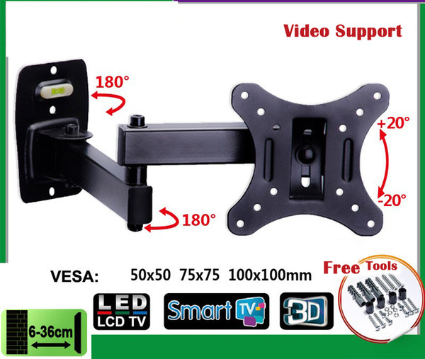 10-26 inch LCD LED Monitor Holder TV Wall Mount Full Motion Swivel Tilt Bracket Swing Arm EML602