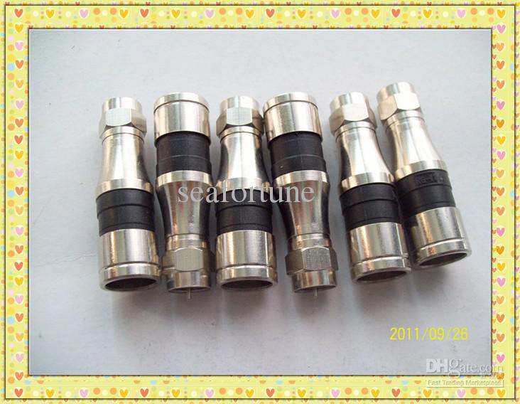 Free shipping 50pcs a lot Compression Connectors For RG-11 Cable COAX F Connector Four Shield