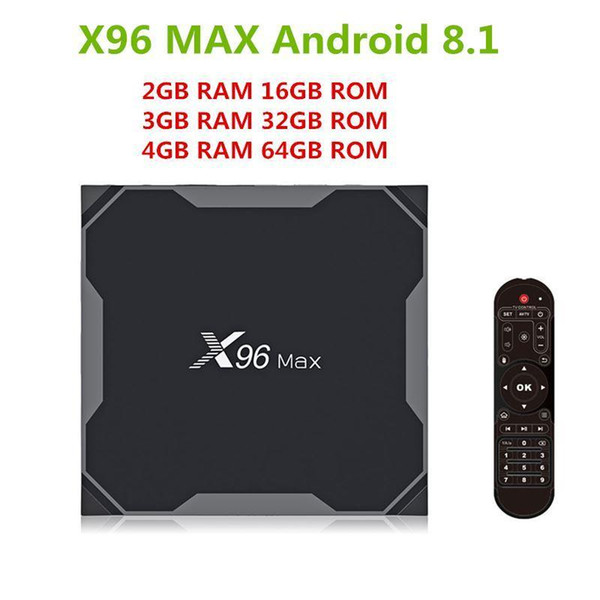 wholesale X96 MAX Android 8.1 TV Box S905XII 4K HD TV Box 2GB/16GB 3GB/32GB 4GB / 64GB Smart Media Player andriod tv box