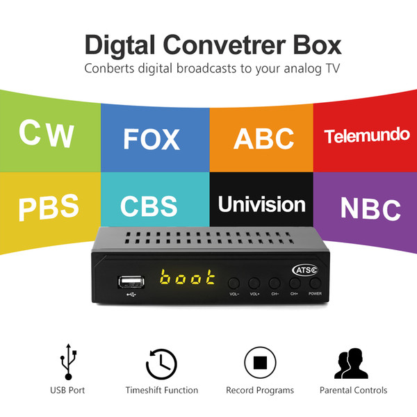 USA/Mexico/Canada/South Korea TERRESTRIAL ATSC TV BOX 1080P HDMI Digital/Analog CONVERTOR RECEIVER HDTV Without VHF UHF ANTENNA