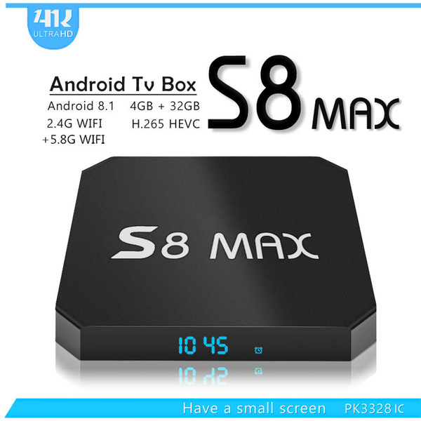 S8 MAX Android 8.1 tv box Rockchip RK3328 quad core 4GB/ 32GB 4K HDR H265 USB 3.0 ott tv Media Player