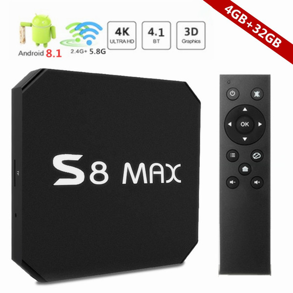 S8 MAX Android 8.1 tv box RK3328 4gb 32gb 4K USB 3.0 HDR H.265 IPTV Media Player Better MX10