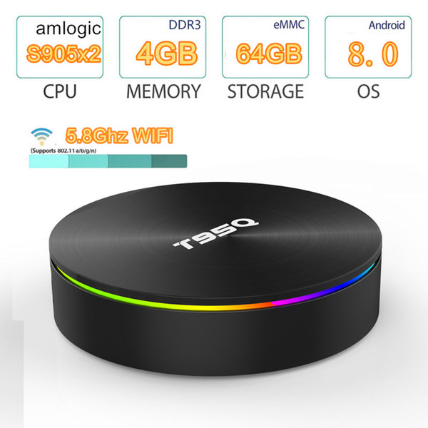 t95q t95 tv box android 8.1 4gb 32gb 64gb amlogic s905x2 5GHzWifi BT4.1 1000M H.265 netflix smart android tv box