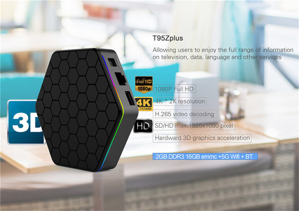 T95Z Plus Amlogic S912 Android 7.1 TV Boxes 2GB 16GB Octa core 2.4G/5G WIFI 4K H.265 media player