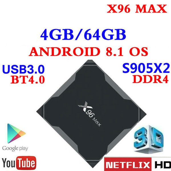 X96 Max Tv box android 8.1 Amlogic S905X2 Quad Core 4GB 64GB 2.4G&5G Wifi BT 1000M H.265 4K streaming Media Player better X96 mini