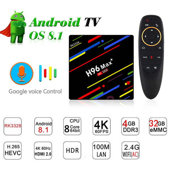 2018 H96 max Google Voice Control smart TV BOX Android 8.1 RK3328 4gb+32gb streaming Google play Netflix youtube 4k android tv box