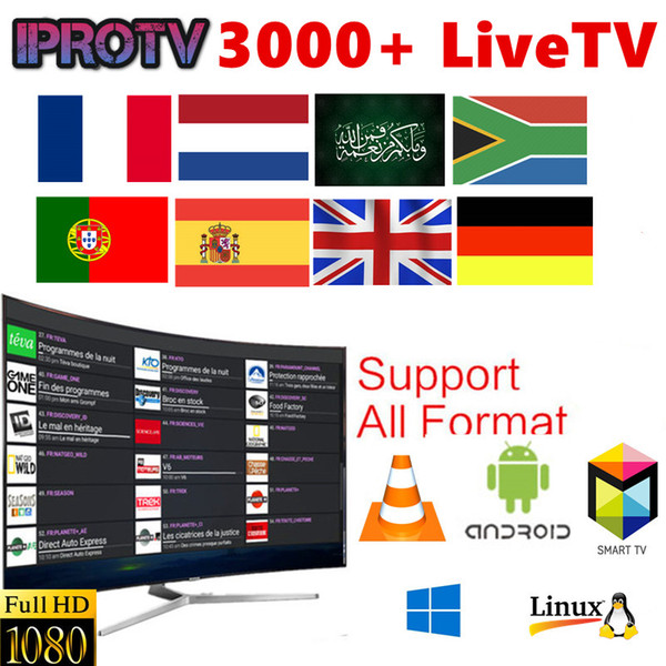 IPROTV IPTV 3100+ Channels support Smart tv Live android tv box 1 Year IPTV For Europe/Arabic/Africa/French /North America/UK