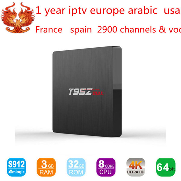 T95z MAX smart Android box abonnement firetv IPTV 2900 channels +Arabic Canada France UK USA Brazil iptv box h.265 4k media player