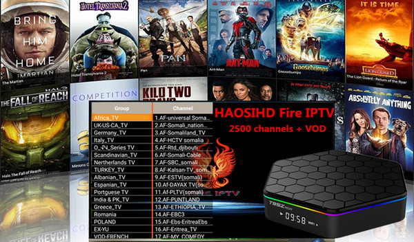 t95z plus amlogic s912 android 7.1 TV Box with1 year iptv subscription free 2500 plus Europe arabic africa usa streaming media player