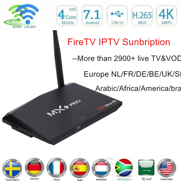 Arabic iptv box 2900 live tv with iptv 1 Year m3u Subscription USA Canada UK Arab Germany France Adult channels