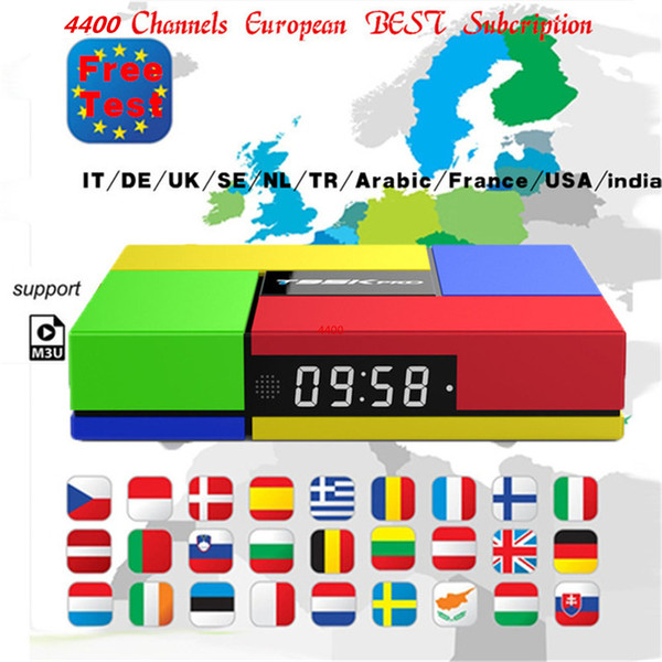 smart android tv box with iptv 1 year subscription arabic europe usa french spain live stream player iptv code 4400 channels and vod