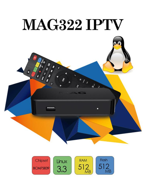 2019 New Arrival MAG 322 Latest Linux 3.3 OS IPTV Set Top Box MAG322 HEVC H.265 IPTV Box Smart Media Player