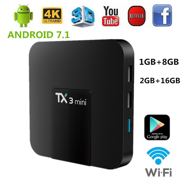 1PCS TX3 Mini Smart Android 7.1 TV Box 2GB 16GB Amlogic S905W 2.4GHz WiFi 4K HD Media Player TX3mini 1GB 8GB