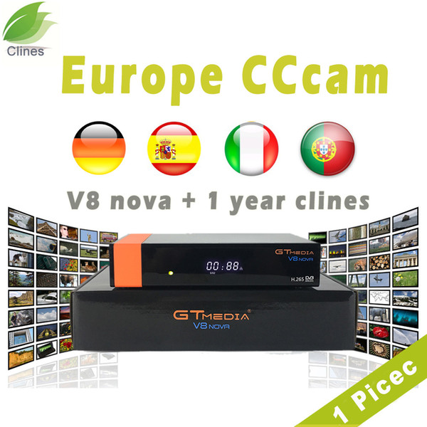 Clines gtmedia v8 nova satellite receiver dvb-s2 better freesat v8 super tv receptor with italy germany spain cccam cline for 1 year europe