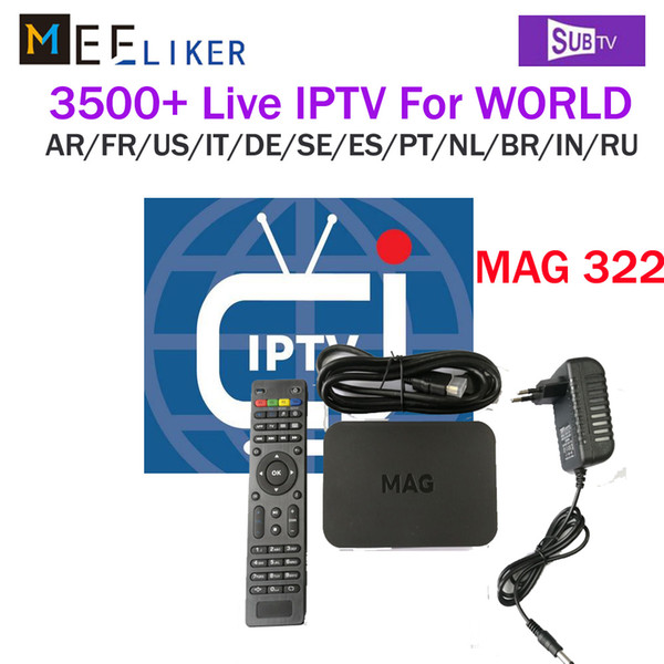 With SUBTV iptv account 2019 New Arrival MAG 322 Latest Linux 3.3 OS IPTV Set Top Box MAG322 HEVC H.265 IPTV Box Smart europe Media Player