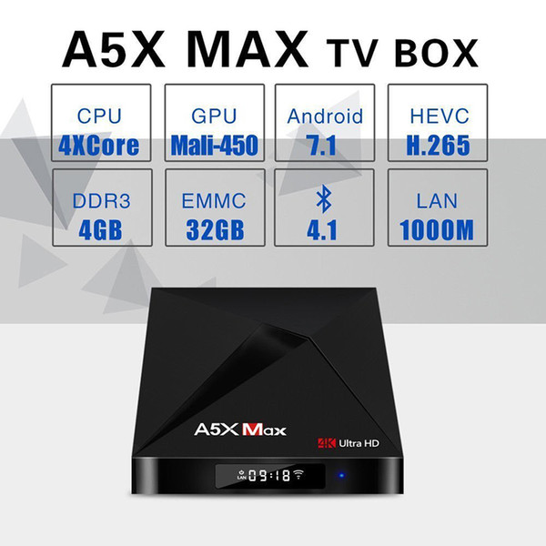 2018 A5X MAX 4GB 32GB RK3328 Quad-Core Android 8.1 4K TV BOX WIFI USB 3.0 Media Player