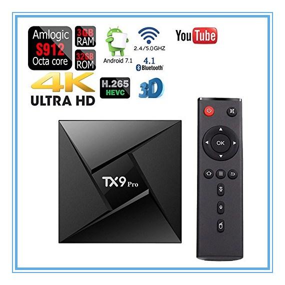 TX9 PRO TV Box Smart Top Box Android 7.1 3G RAM 32G ROM BT Amlogic S912 2.4GHz WiFi Support 4K HDMI 2.0 MQ06