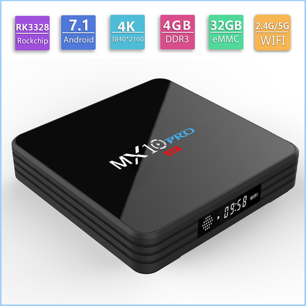 MX10 Pro 4GB DDR3 RAM 32GB eMMC ROM Android 8.1 TV BOX RK3328 Quad Core 4K HDR 2.4G 5G WIFI USB 3.0 Set Top Box MQ20