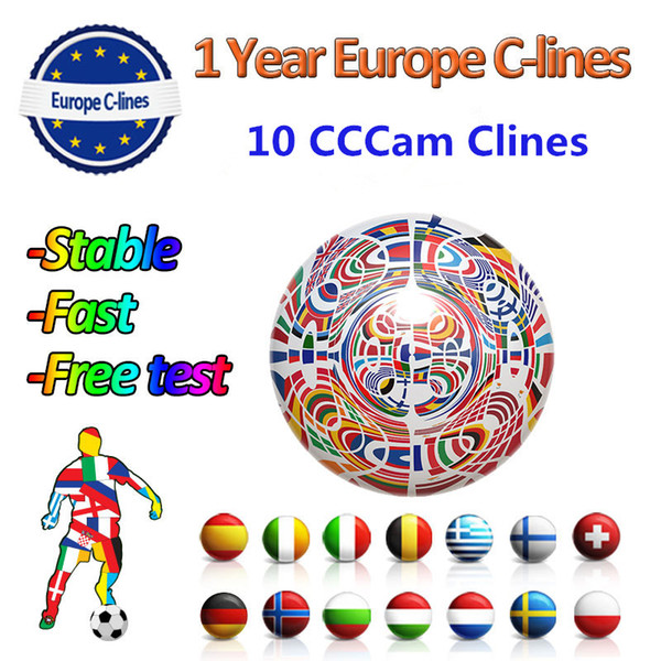 CCCAM Cline for 1 year Europe 10 lines Subscription 12 Months account for Spain France Sweden Portugal UK Germany Italy Satellite Decoder AV