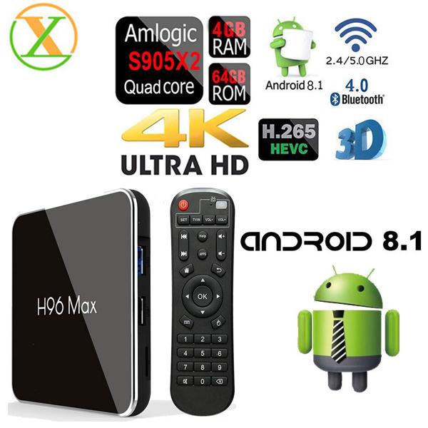 H96 MAX X2 Android 8.1android tv box powerful Amlogic s905x2 quad core hd 4k 4g ram 64g rom tv streaming box