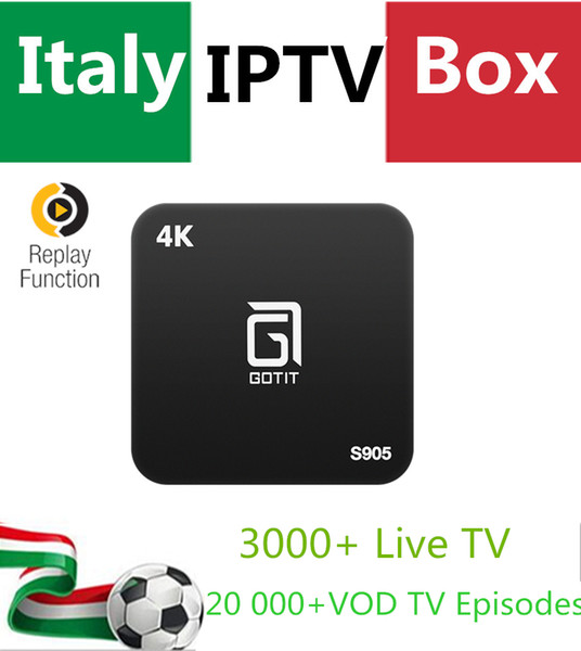 Italy France UK IPTV GOTiT S905 4K Smart Android TV box 3000+SuperTV IPTV Italy France UK Germany turkey PayTV & VOD LiveTV Smart TV Box