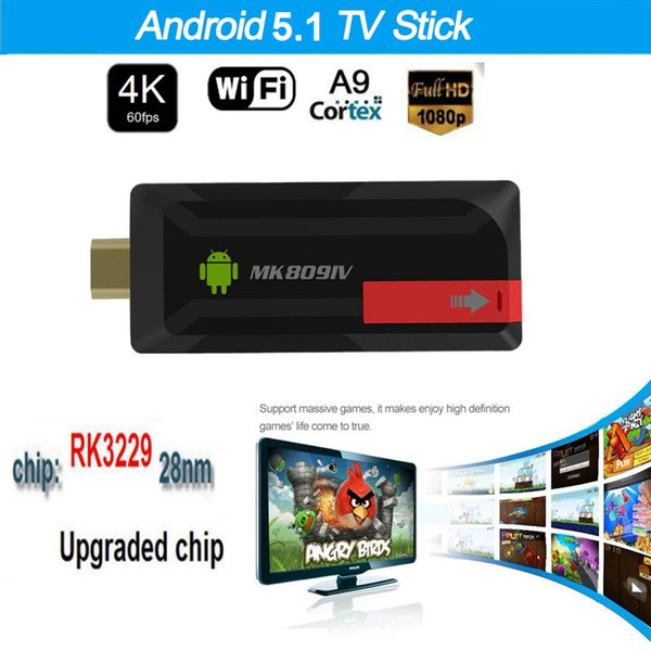 Upgrade 4K MK809IV TV Dongle Stick RK3229 Android TV Box Quad Core 2G 16G Mini PC WiFi Android TV Stick Support 4K