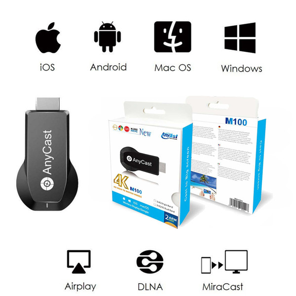 AnyCast M100 HDMI WiFi Display Tv Dongle Dual Core H.265 Decorder 4K HD Output Tv Stick No Need Modes Switching