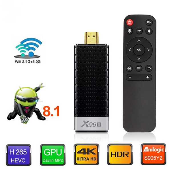 4GB 32GB X96S 4K TV Stick Android 8.1 Amlogic S905Y2 Quad Core 2.4G&5GHz Dual Wifi BT4.2 4K TV Dongle