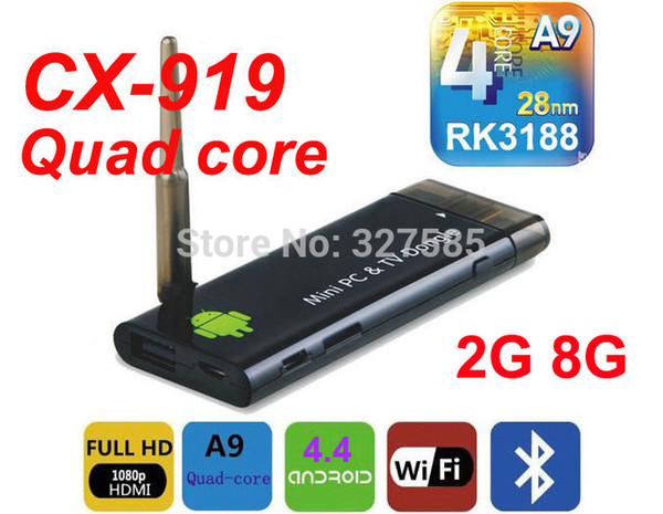 New IPTV CX919 RK3188 Quad Core 1.6Ghz Android 4.4.2 Mini PC 2GB+8GB Android TV Box, Smart TV Box, Bluetooth 4.0, Strong Singal