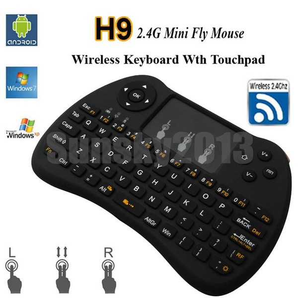 Wireless Mini Keyboard H9 2.4GHz Fly Air Mouse with Touch Pad QWERTY Remote Control for Android TV Box 360 Xbox Gamepad IPTV VS Rii i8 MX3