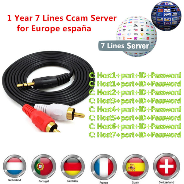 HD 1 Year CCCAM 7 lines For Satellite receiver Spain UK Germany French Italy POLSAT ES cccam cline for 1 year spain