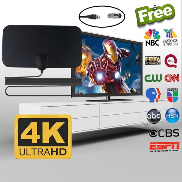 4K 25DB High Gain HD TV DTV Box Digital TV Antenna EU Plug 50 Miles Booster Active Indoor Aerial HD Flat Design