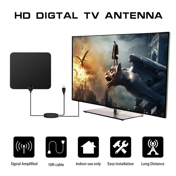 TV Antenna Indoor 1080P 80 Mile Range HDTV Antenna Coaxial Euro adapter With Detachable Signal Amplifier Booster