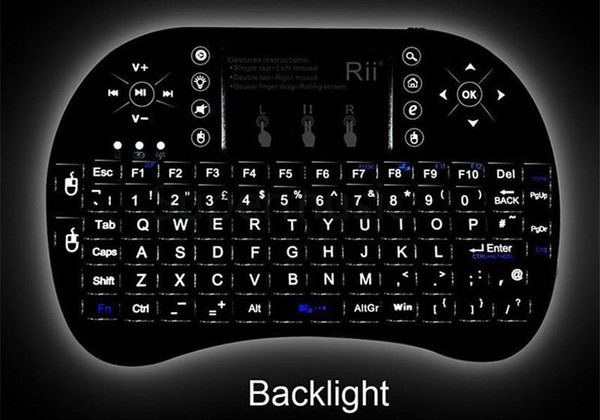 1pcs I8 backlit Fly Air Mouse Mini 2.4GHz Wireless Handheld Keyboard Touchpad Remote Control For universal TV box M8S MXQ MXIII