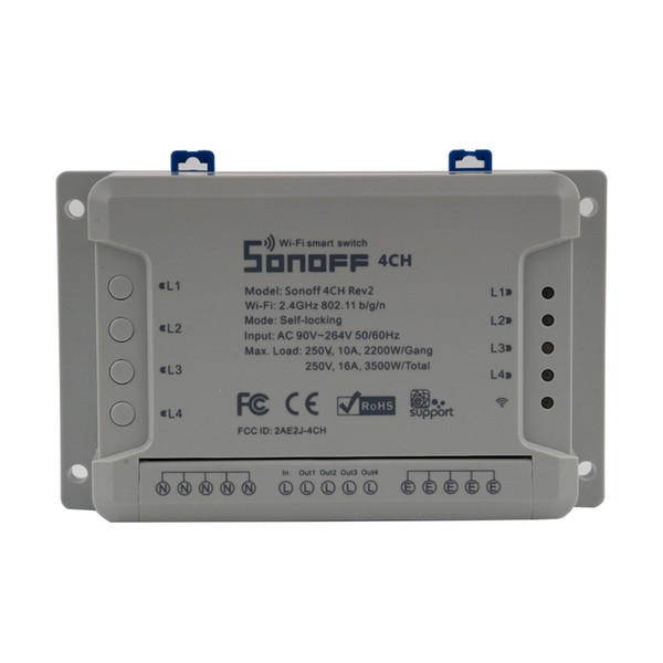 8pcs Sonoff 4ch R2 Smart Switch 4 Channels 433MHz 2.4G Wifi Remote Control Smart automation modules 10A Home Appliances