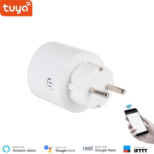 Tuya WiFi smart socket wireless plug EU smart home switch compatible with Google home and Alexa voice control