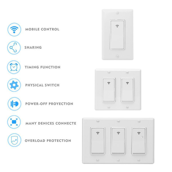 SONOFF WiFi Smart Home Wall Light Switch Timing Function Remote control Switch for 1/2/3 Gang Box Works with Alexa Google Home