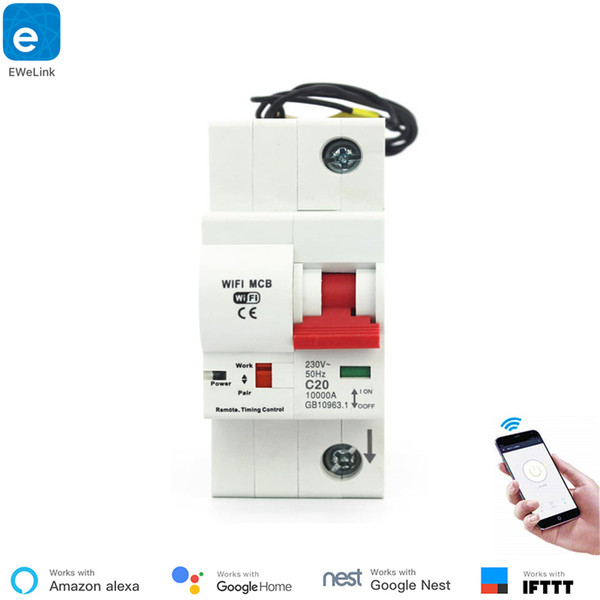 eWeLink 1P 16A-125A Remote Control Timing Switch Delay Set Function Automatic Lock Intelligent Recloser Wifi Circuit Breaker