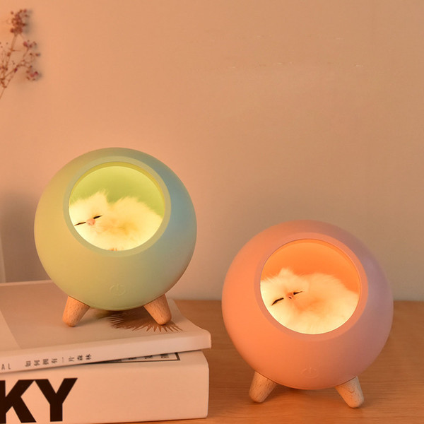 Cute Cat Pet House Led Night Light Dimmable Usb Charging Touch Sensing Bedroom Decoration Bedside Lamp Atmosphere Light Gift