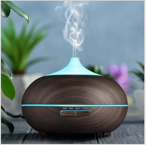 New 300ml Wood Grain LED Lights Essential Oil Ultrasonic Air Humidifier Electric Aroma Diffuser for Office Home Bedroom Living Room Yoga Spa