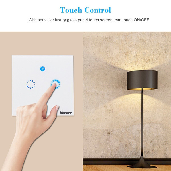 Smart Wifi Touch Wall Switch EU/US Plug RF/APP Wireless Remote Control Light Switches Sonoff T1 1/2 /3 Gang Glass Panel Controller