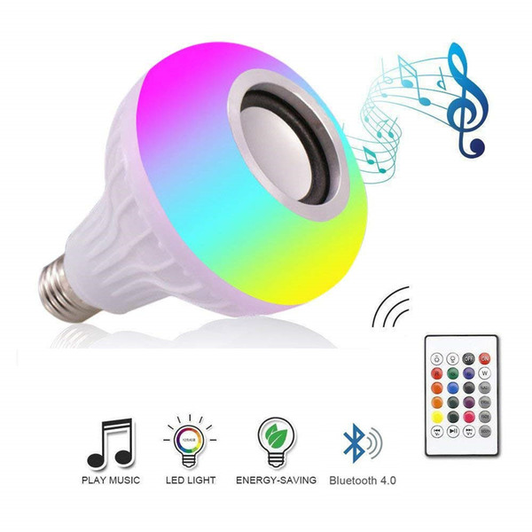 Music Bulb Smart Wireless Bluetooth Speaker Music Playing Holiday Light Dimmable Wireless Led Lamp with 24 Keys Remote Control