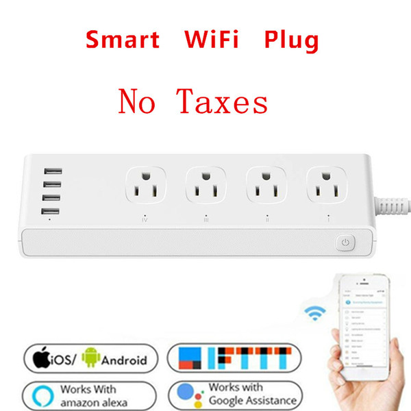 No Taxes Wifi Smart Plug work with Amazon Alexa Google Assistant Wifi Smart Power Strip Charger 10A With 4 Usb Charging Port