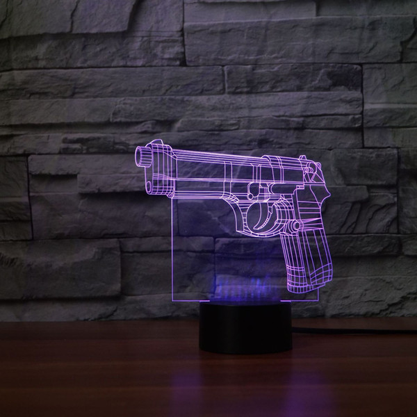 Fs -3304 Pistol Modeling Electronic Product Originality Led 3d Small Night-light