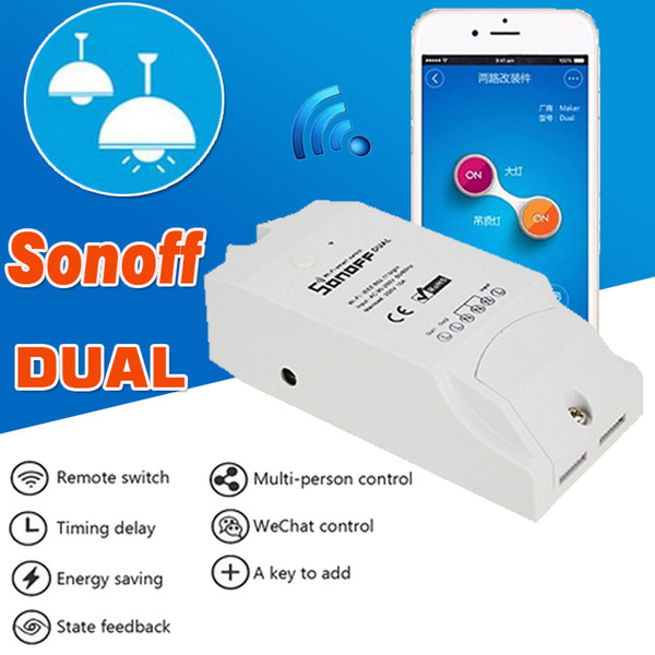 Sonoff Dual 2CH Wifi Smart Switch Home Remote Control Wireless Switch Universal Module Timer Wi-fi Switch Smart Home Controller By APP