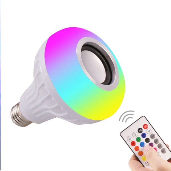 Smart Lamp SpeaKer LED Light RGB Wireless Bluetooth Bulb Lamp Music Playing Dimmable 12W Music Player Audio with 24 Keys Remote Control