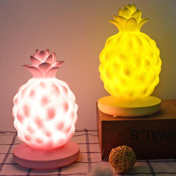 LED night light usb charging pineapple shape portable cute silicone night light