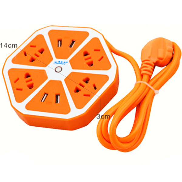 Pop2019 Lemon Four Fruits Insert Row Intelligence Household Usb Originality Hexagonal More Function Socket