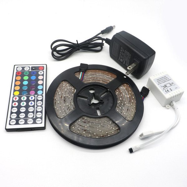 Multi color led3528 light strip Epoxy waterproof RGB color horse racing soft light bar 24 button Controller set remote control LED strip to